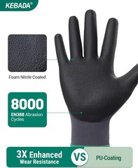 Lightweight 12-Pair Foam Nitrile Coated Work Gloves – Superior Comfortable Grip