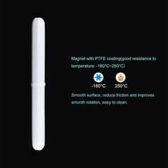 2Pcs Magnetic Stir Bar Rod 4″ 100mm x10mm with Ring Shape PTFE Coating White
