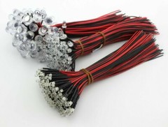 DC 9V-12V 3mm 5mm 10mm LED Lights Emitting Diode Pre-Wired 8″Line White Red
