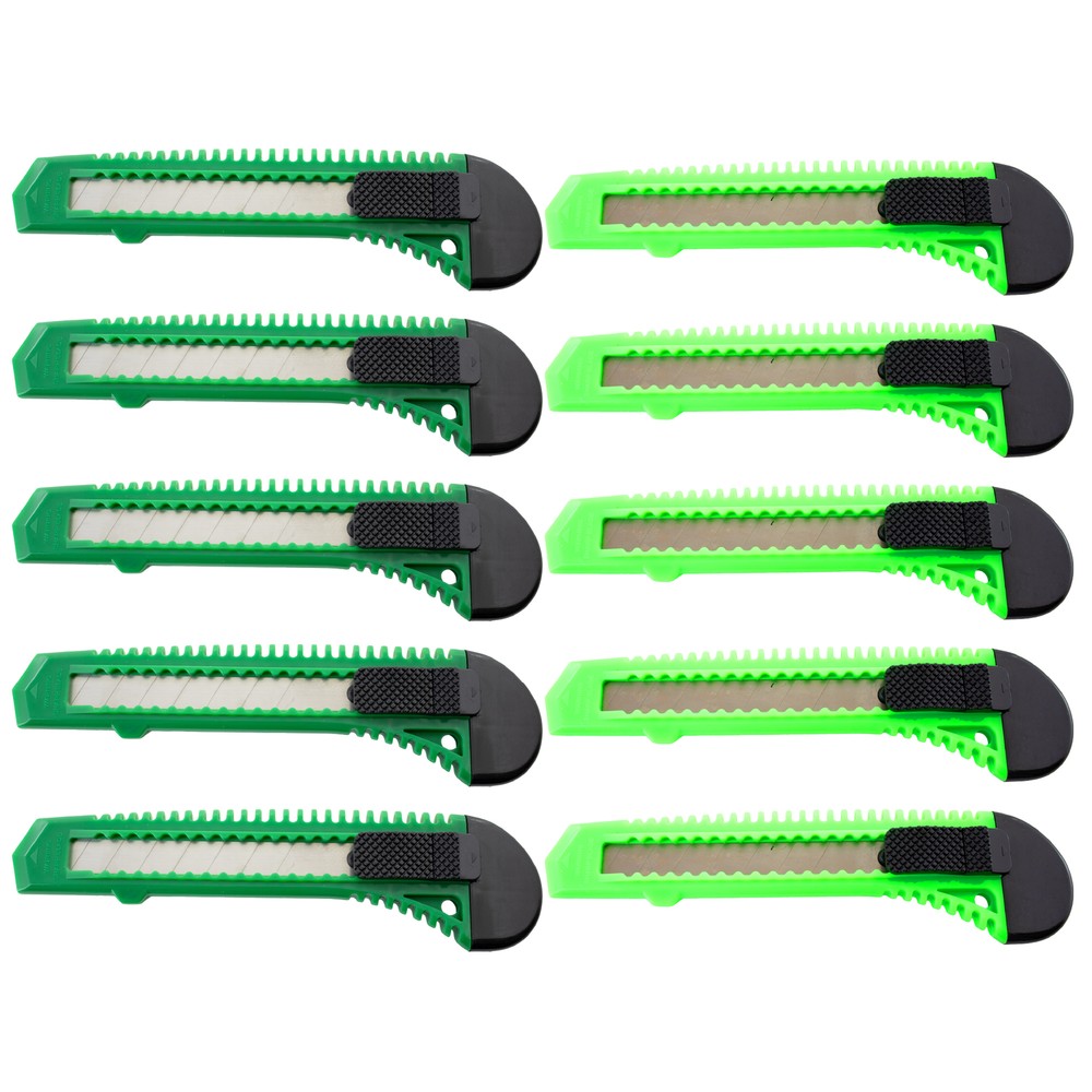 10 Box Cutter Utility Knife Retractable Snap off Razor Blade DARK GREEN NEON