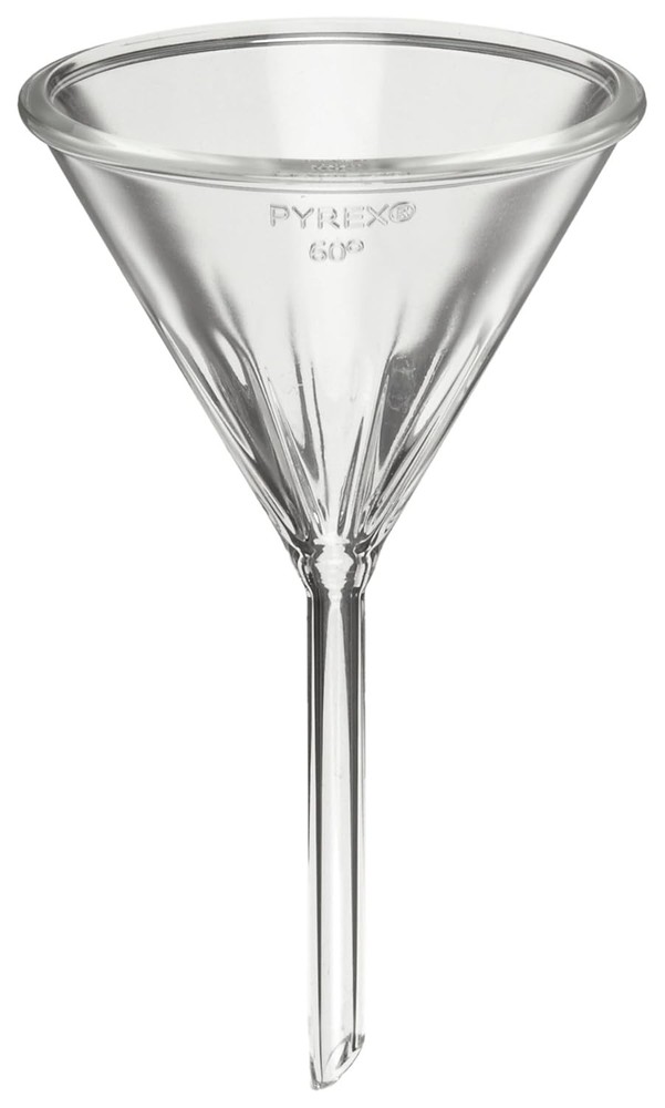 PYREX #6180-50 Borosilicate Glass Fluted Funnel, w Short Stem, 50mm Diameter