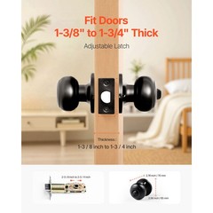 Uimoso Matte Black Interior Door Knobs for Bedroom and Bathroom, 6-Pack, Keyless
