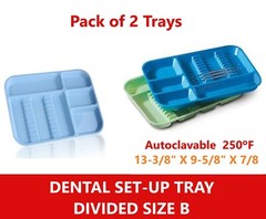 1PC Dental Instrument Set-up Tray Divided Sterilized Fully Autoclavable, Size B