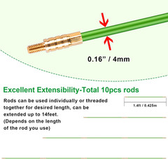 14FT Wire Fishing Tool Fish Tape Cable Rods, Bright Green Wire Puller with 5 Dif