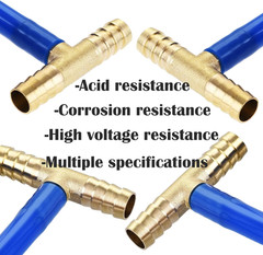 1″ Brass Barb Tee Fittings T-Shaped 3 Ways Union Hose Barb Pipe Fitting with 3Pc