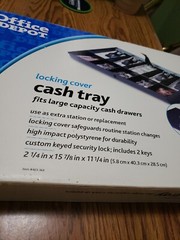 Office Depot Locking Cover Cash Tray 2.25″ x 15 7/8 x 11.25″ New In Box