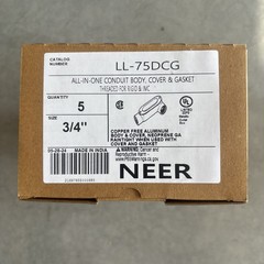 BOX OF 5 NEER LL-75DCG 3/4″ ALL-IN-ONE CONDUIT BODY WITH COVER & GASKET