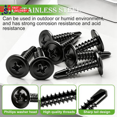 230PCS #8 Self Tapping Screws,410 Stainless Steel Self Tapping Screws for Metal,