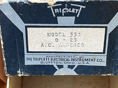 VTG TripletT 0-25 Amp, AC Ammeter Panel Gauge Triplet 331