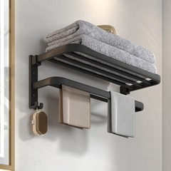 Space-Saving Wall-Mounted Bathroom Shelf with Towel Bar
