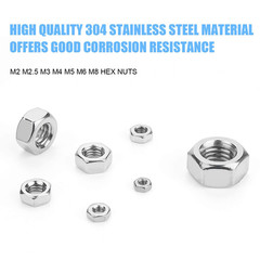 DYWISHKEY 310 Pieces Metric 304 Stainless Steel Hex Nuts Assortment Kit for Scre
