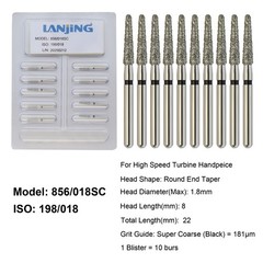 Dental Diamond Burs Round End Taper Football Coarse Fine High Speed 856 850 379