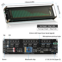 Bluetooth 5.0 Audio Spectrum MIC Pickup VFD Sound Level Meter Display w/ AGC