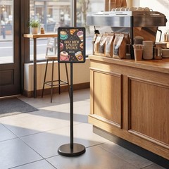 2PCS Sign Holder Stand 8.5 x 11 Inch w/Snap-Open Frame & 360° Rotation for Malls