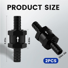 1/4″ 2PCS Fuel One-Way Check Valve, Aluminium Alloy 6Mm OD Fuel Line Check Valve