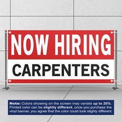 Now Hiring Carpenters 13 oz Heavy Duty Vinyl Banner Jobs Available Help Wanted