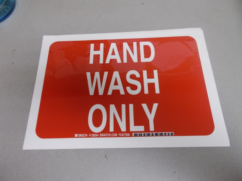 NEW Brady 128264 “Hand Wash Only” Sign 10″ x 7″ *FREE SHIPPING*