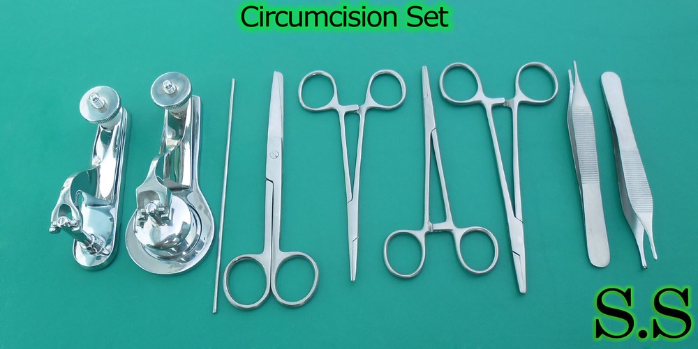 Circumcision Set c/w “2 Gomco” style clamp 1.1cm+3.5cm, s/s & 6 s/s inst DS-831