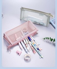 3Pcs Mesh Makeup Brush Bag, Nylon Mesh Zipper Pouch Bags Portable Clear Makeu…