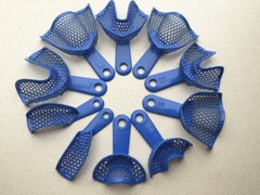2Pcs/10Pcs Dental Autoclavable Plastic-Steel Impression Trays Blue Denture Model