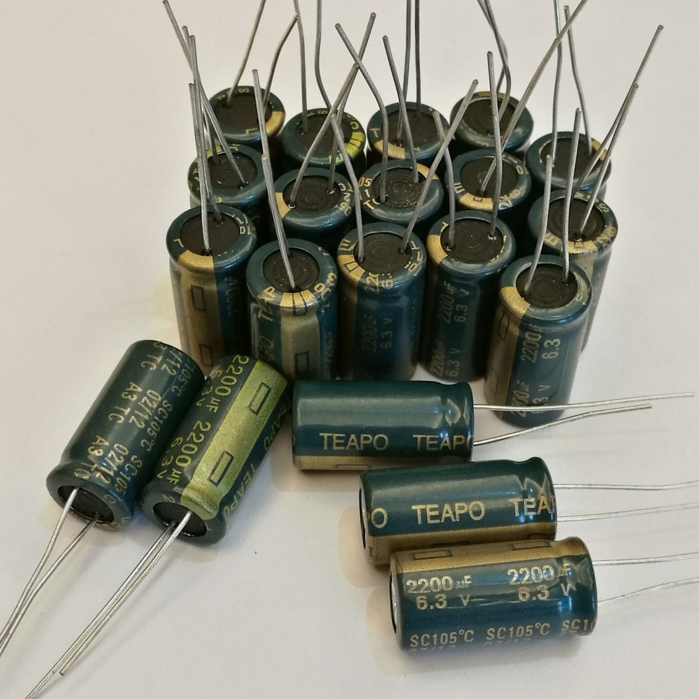 20pc Electrolytic Capacitors 2200uF 2200mfd 6.3V +105℃ Radial 10 x 20mm