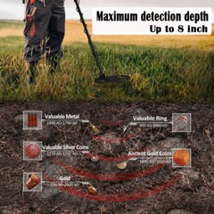 LCD Display Metal Detector Gold Digger Finder 10″ IP68 Waterproof Search Coil