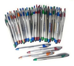 30 Misprint Stylus Tip Click Pens JAVALINA CHROME Hub Pen Lot MIXED COLORS