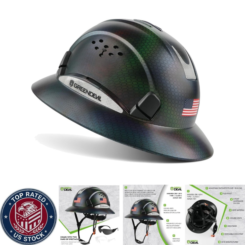 Vented Full Brim Hard Hat: Adjustable Safety Helmet for Men & Women – Stylish…