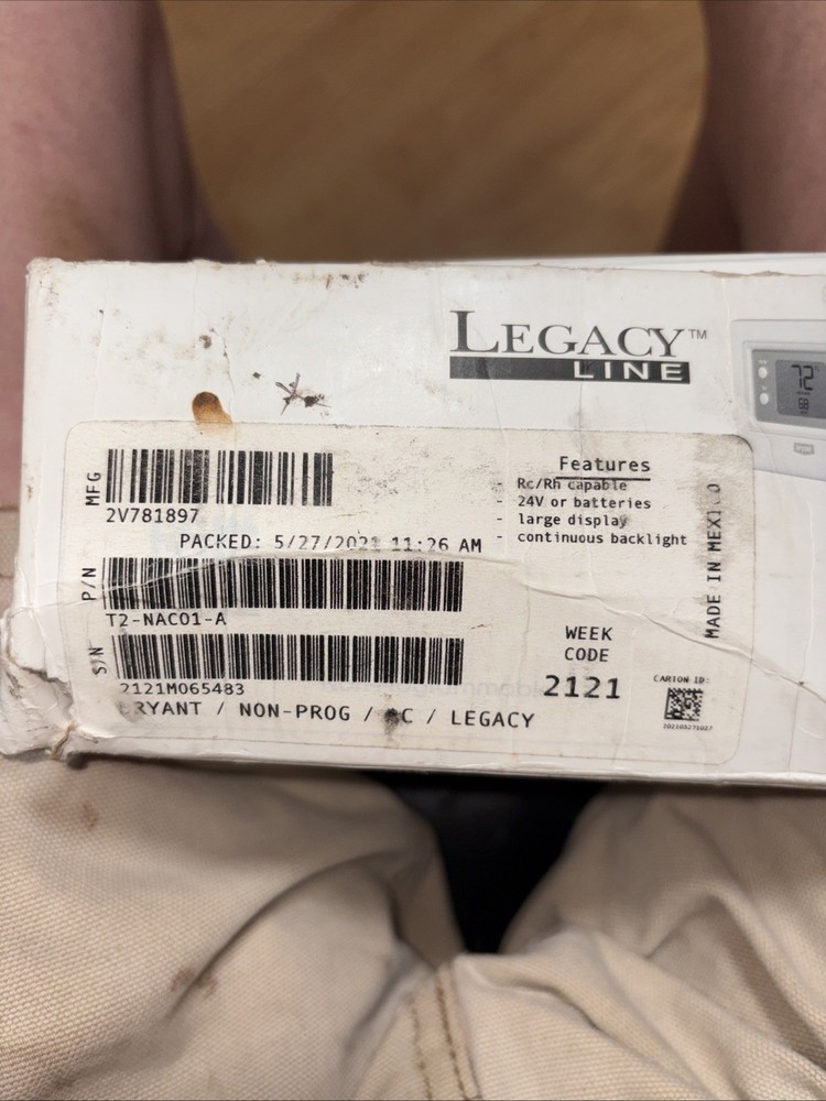 T2-NAC01-A Bryant Legacy – T2-nac01-a Non-programmable Ac Thermostat