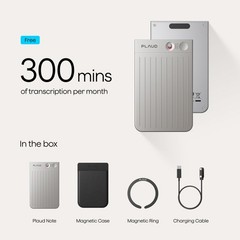 Note AI Voice Recorder Transcribe & Summarize, Silver, Non-Pro Version