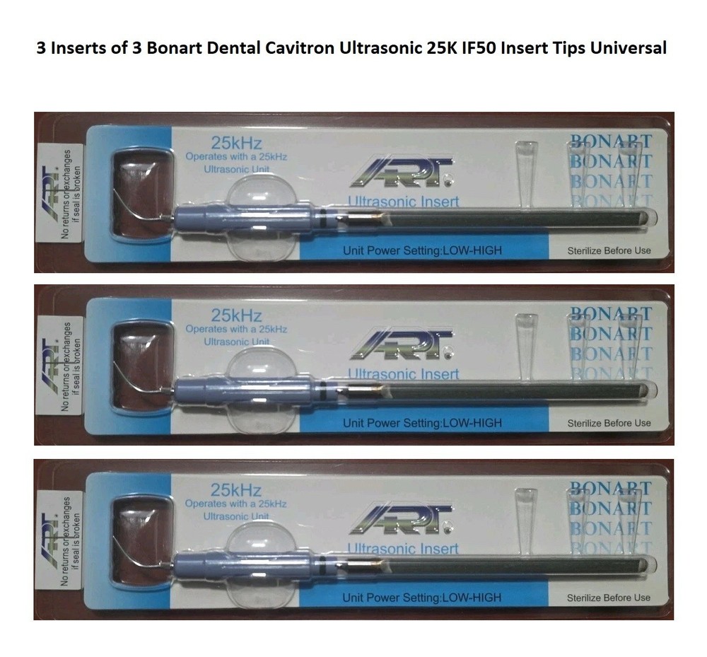 3 Inserts of Bonart Dental Cavitron Ultrasonic 25K IF50 Insert Tips Universal