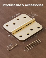 4″ X 4″ Satin Brass Door Hinges – 3Pack Satin Gold Brushed Brass Door Hing