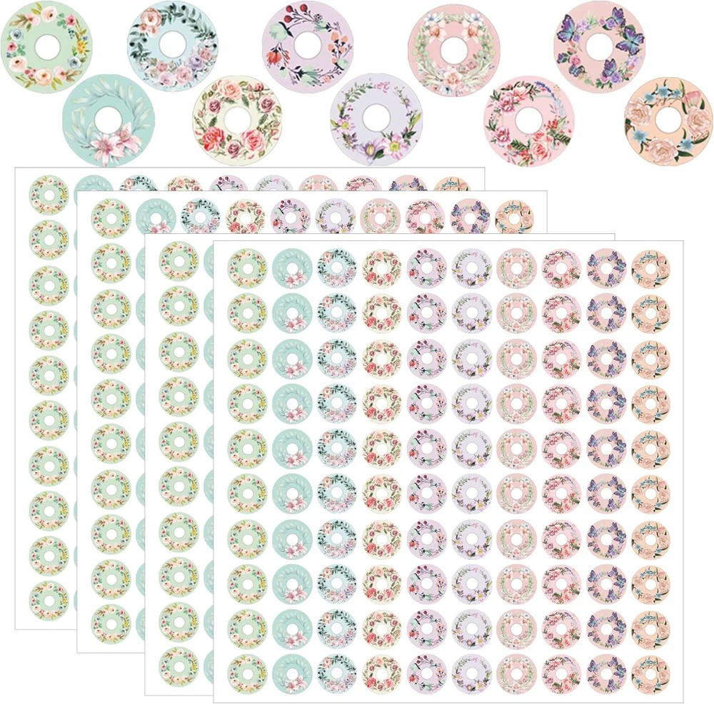 2000 Pcs Hole Reinforcement Stickers, 0.25 inch, Assorted Color | Wreath Designs