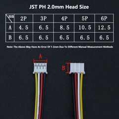 2/3/4/5/6 Pin JST PH 2.0mm Male Connector Plug Terminal Wires Cable 10,20,30CM
