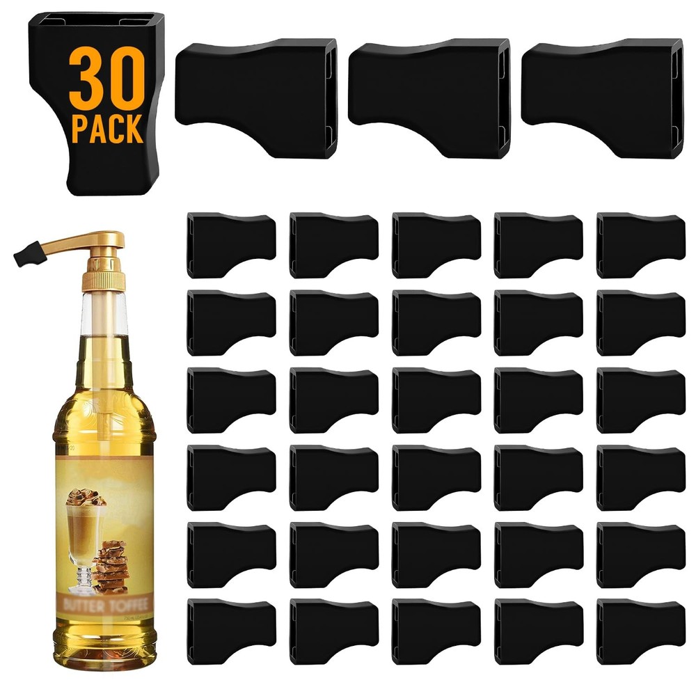 30 Pack Coffee Syrup Pump Tip Covers – Black Rubber Pourer 30 Packs,