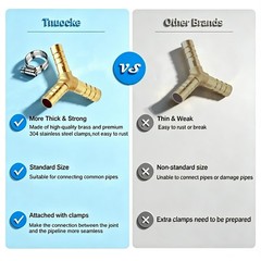 Tnuocke 2pcs Metaland Brass 3/8″ (10mm) Hose Barb 3 Way Union Fitting Y Shape…