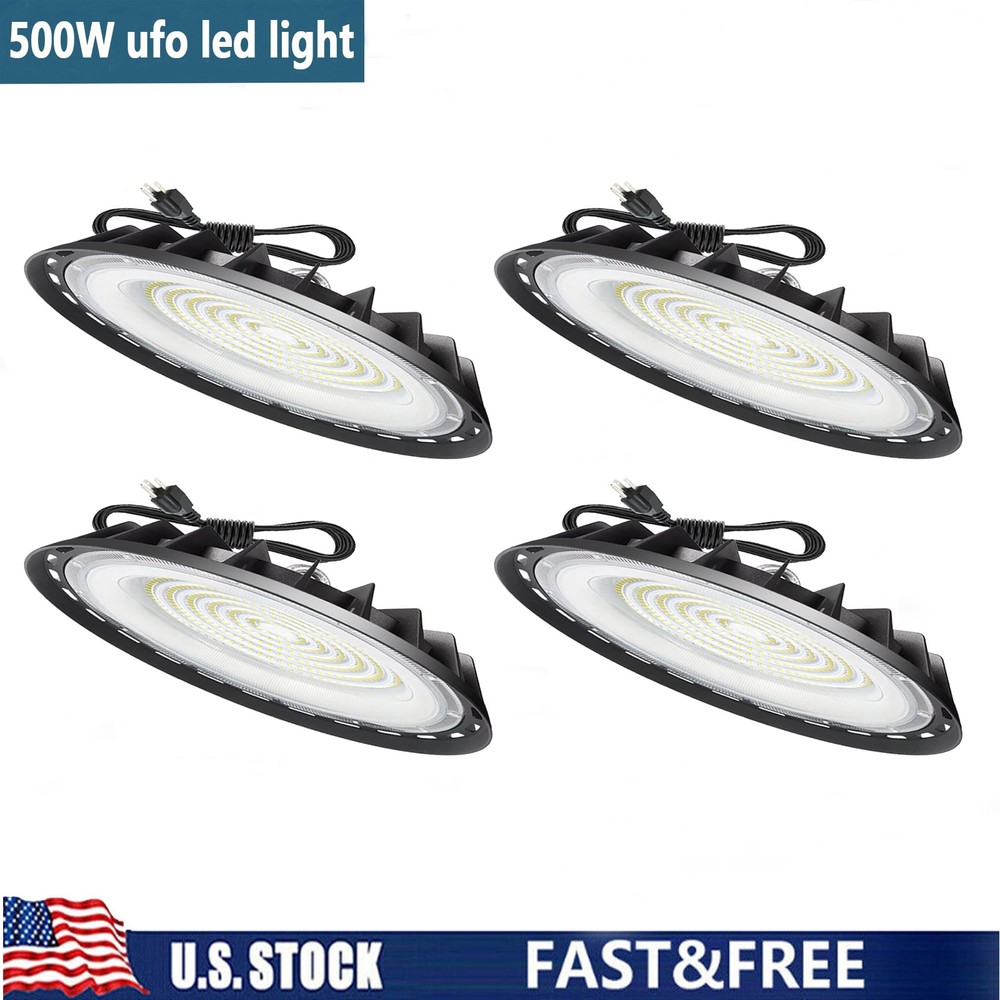 4 Pack 500W UFO Led High Bay Light Commercial Industrial Warehouse Factory Light