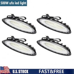 4 Pack 500W UFO Led High Bay Light Commercial Industrial Warehouse Factory Light