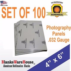 4″ x 6″ Aluminum, sublimation, Photo Sheets, photo panels, .032″ / 100 PC **