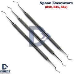 Set of 3 Dental Spoon Excavators Restorative Cavity Decay Removal Double Ended