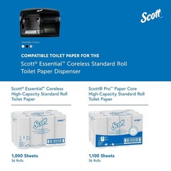 Coreless Toilet Paper Dispenser – Wall Mounted, Holds 2 Rolls, Black, Commercial