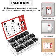 63pcs Rubber Grommet Kit Drill Hole Firewall Hole Plugs Wire Protection 6 Sizes