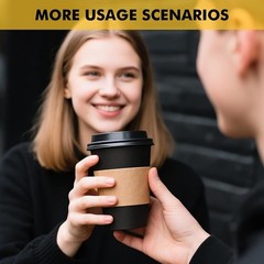 50 Pack 12 oz Coffee Cups with Lids, Black Disposable Coffee Cups with Lids,