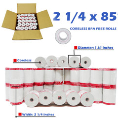50 Rolls 2-1/4″ x 85′ Coreless Thermal Cash Register Credit Card POS First Data