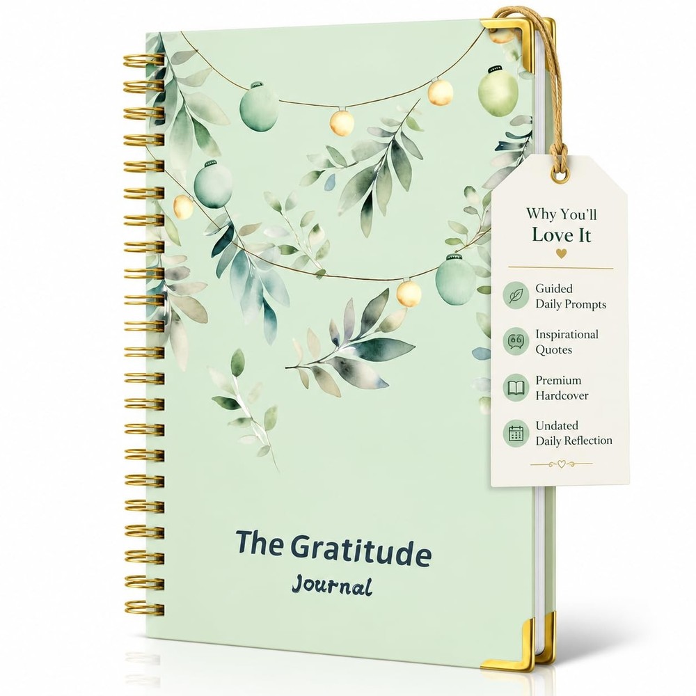 Gratitude Journal Hardcover,Colorful Layout Design 5.9 x 8.6 inches, Green