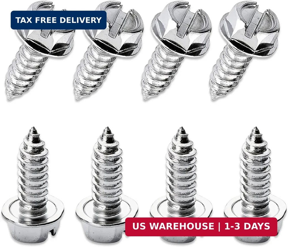 8 PCS License Plate Screw Kit, 304 Stainless Steel Bolt Fasteners, Hex Head Scre