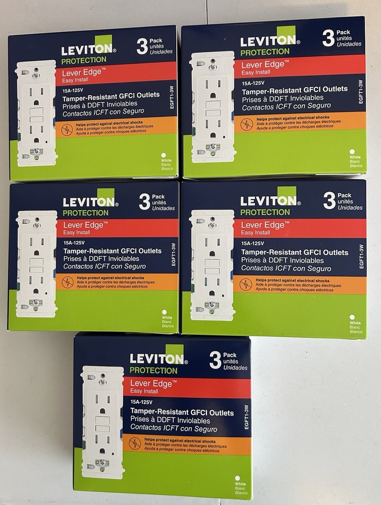 Leviton EGFT1-3W – 15A 125V – TR GFCI Outlets 5-boxes NEW SEALED (FREE SHIPPING)