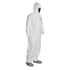 DuPont TY122S Tyvek 400 Coverall Attached Hood Boots White Case 25 L, XL, 2X