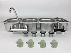 Concession Sink 4 Compartment Food Truck 3L+1S Handwash Faucets Drain Traps