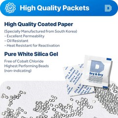 Silica Gel Packets – 50 pack -1g Moisture Absorber for Food & Electronics